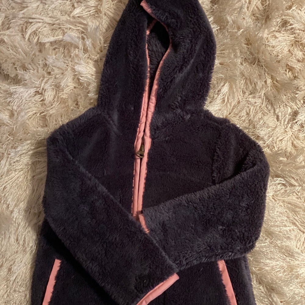 Old navy pink and navy fuzzy hoodie